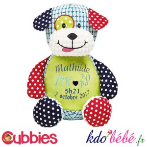 CUBBIES Peluche Chien Bleue personnalisée