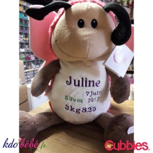 CUBBIES Peluche coccinelle rose personnalisée