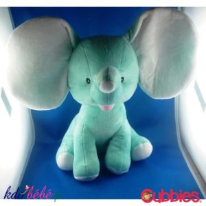 CUBBIES Peluche Elephant Vert personnalisée
