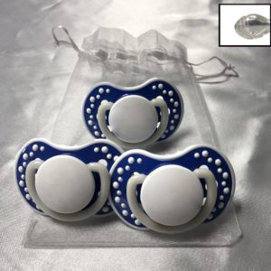 Lot de 3 tétines bleue foncée personnalisées